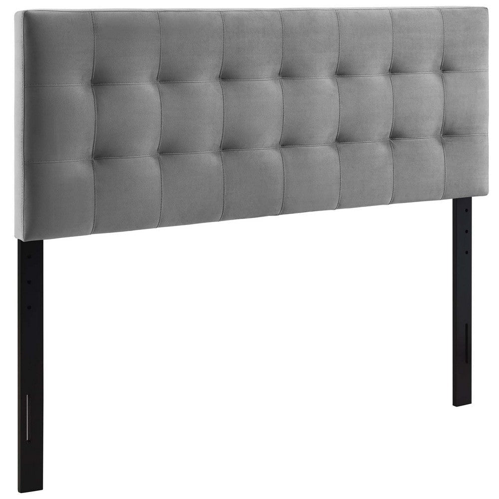 Modway Lily Queen Biscuit Tufted Performance Velvet Headboard, Gray