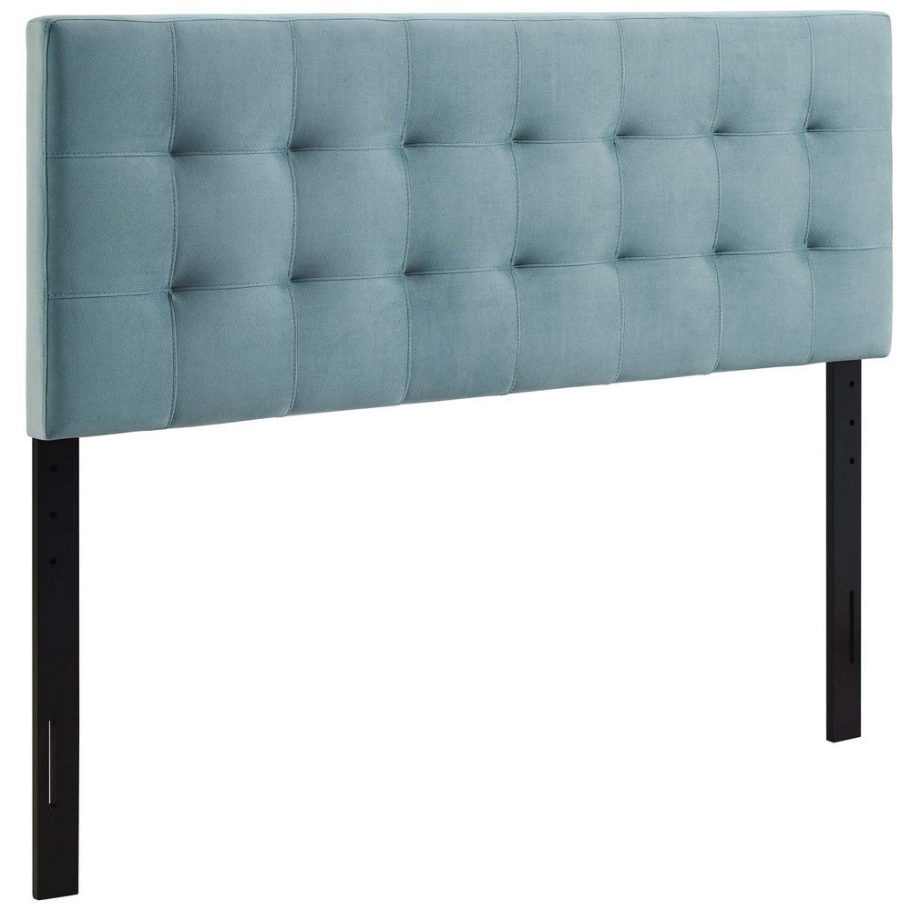 Modway Lily Queen Biscuit Tufted Performance Velvet Headboard, Light Blue