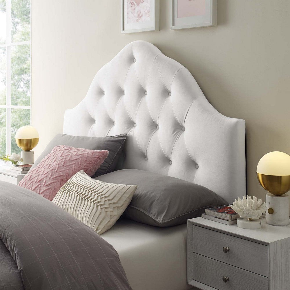 Sovereign King Diamond Tufted Performance Velvet Headboard - No Shipping Charges MDY-MOD-6125-WHI