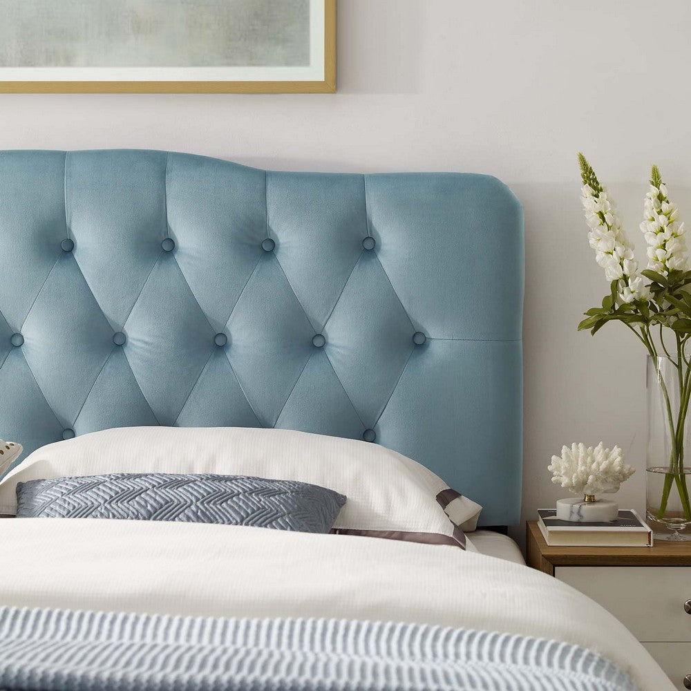 Modway Annabel Diamond Tufted Performance Velvet King Headboard in Light Blue MDY-MOD-6127-LBU