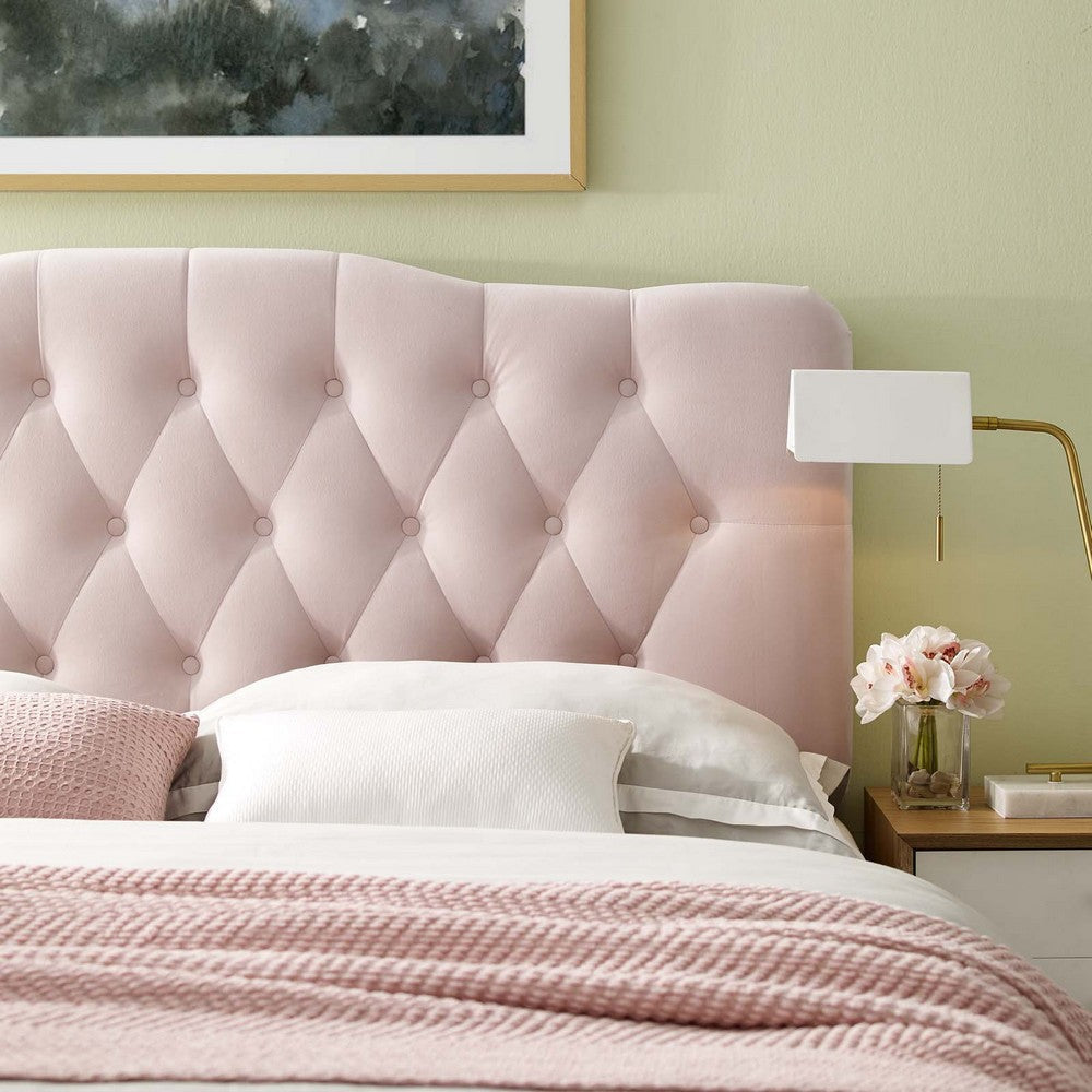 Modway Annabel Diamond Tufted Performance Velvet King Headboard in Pink MDY-MOD-6127-PNK