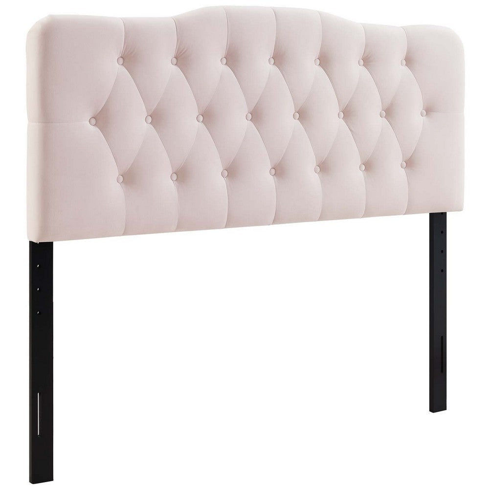 Modway Annabel Diamond Tufted Performance Velvet King Headboard in Pink