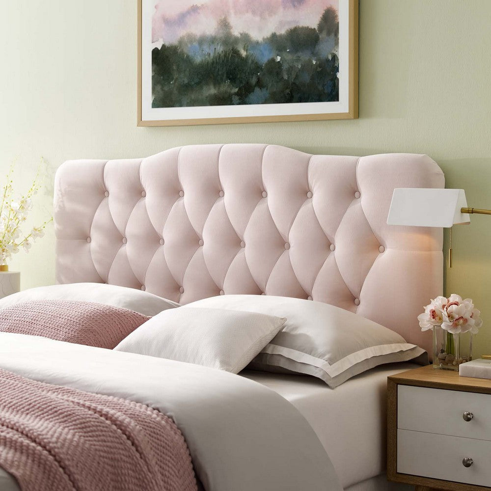 Modway Annabel Diamond Tufted Performance Velvet King Headboard in Pink MDY-MOD-6127-PNK