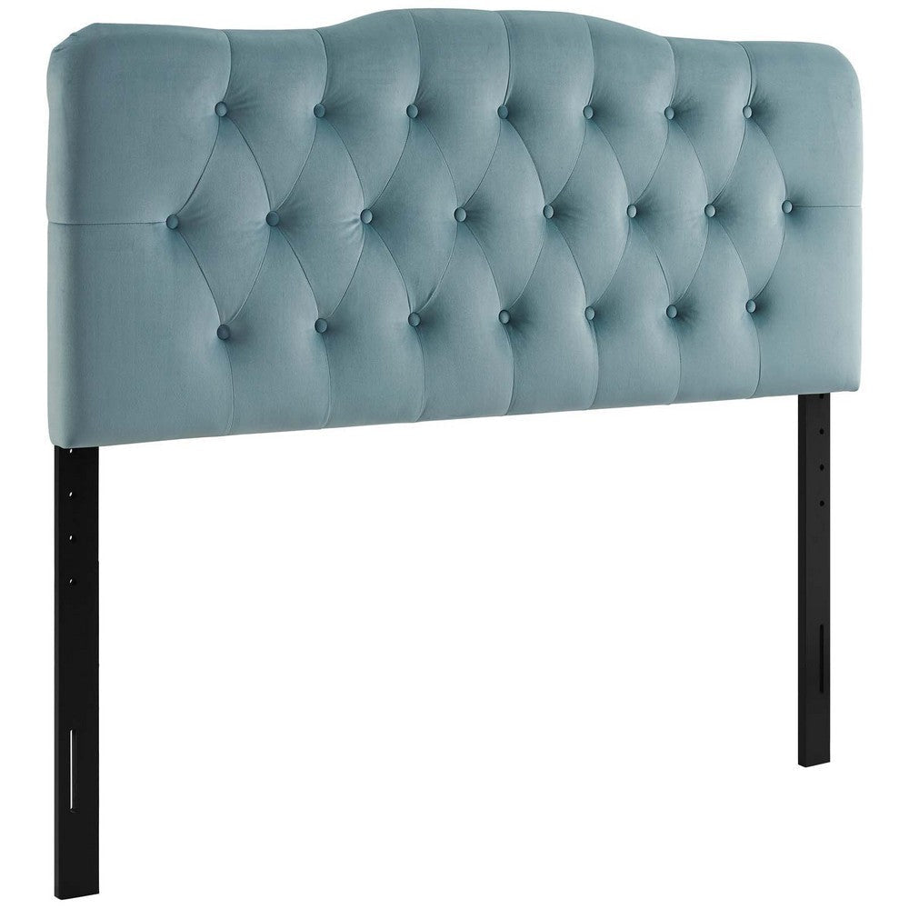 Modway Annabel Diamond Tufted Performance Velvet Full Headboard in Light Blue