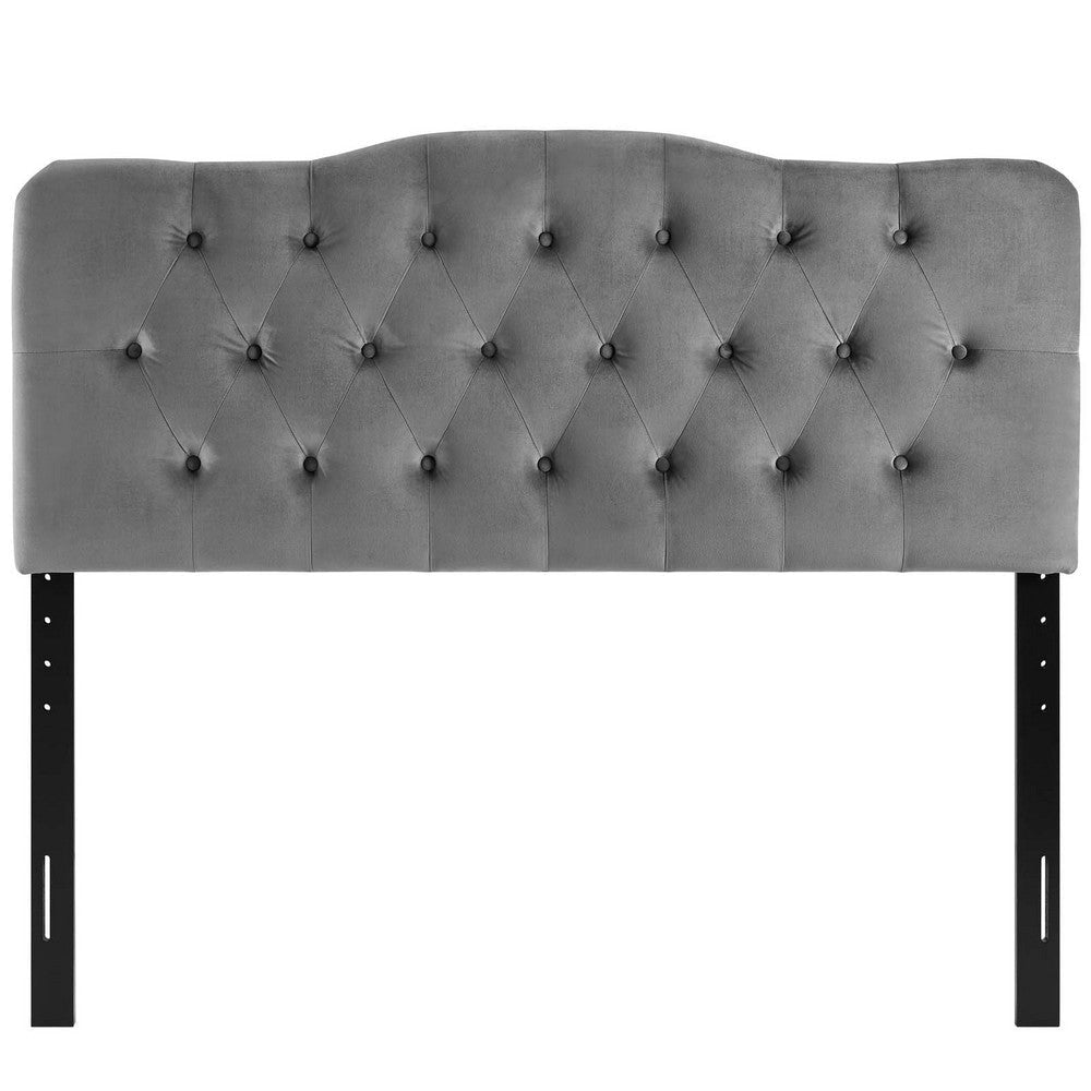 Annabel Queen Diamond Tufted Performance Velvet Headboard - No Shipping Charges MDY-MOD-6129-GRY