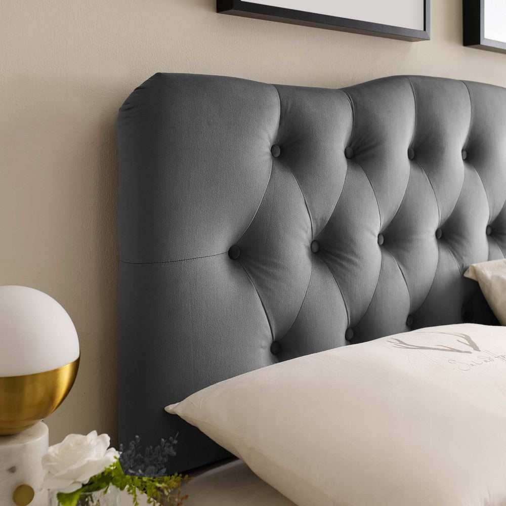 Annabel Queen Diamond Tufted Performance Velvet Headboard - No Shipping Charges MDY-MOD-6129-GRY