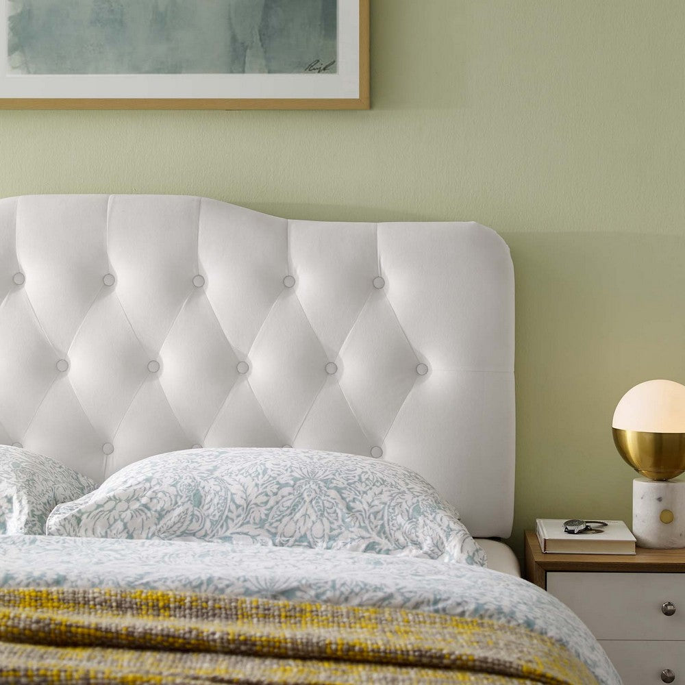 Modway Annabel Diamond Tufted Performance Velvet Queen Headboard in White MDY-MOD-6129-WHI