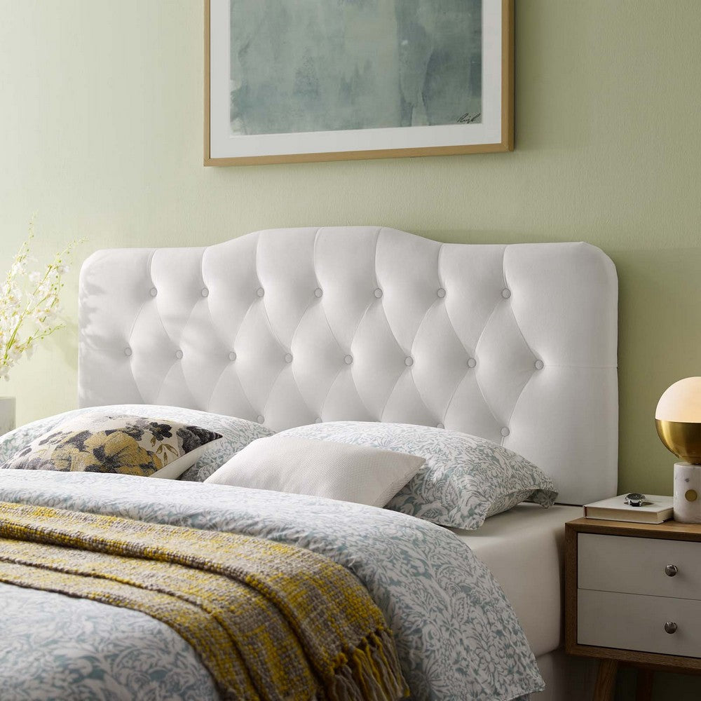 Modway Annabel Diamond Tufted Performance Velvet Queen Headboard in White MDY-MOD-6129-WHI