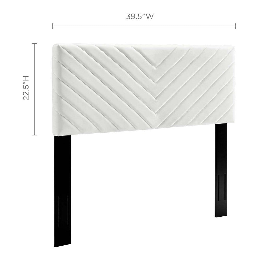 Modway Alyson Angular Channel Tufted Performance Velvet Twin Headboard White MDY-MOD-6143-WHI