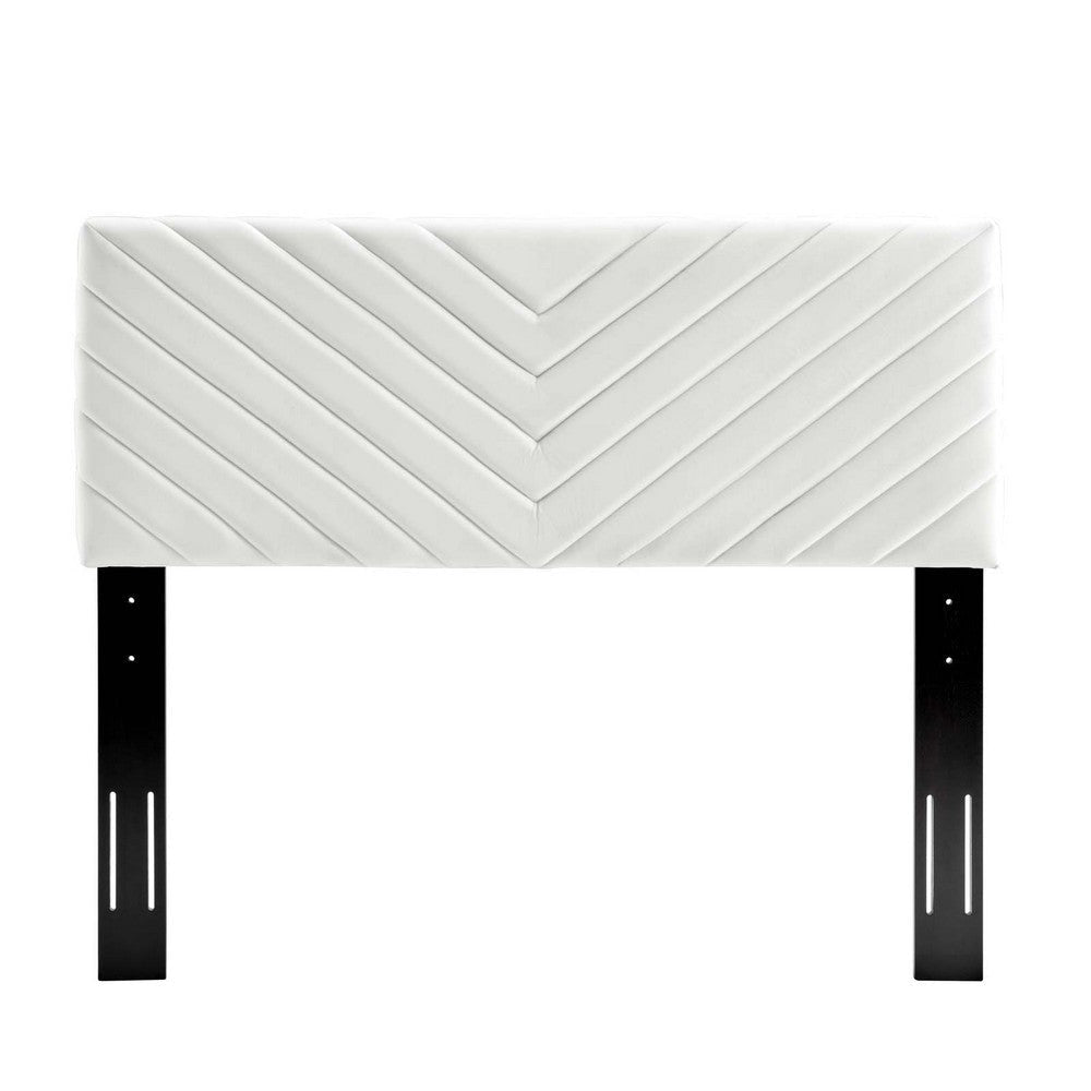 Modway Alyson Angular Channel Tufted Performance Velvet Twin Headboard White MDY-MOD-6143-WHI