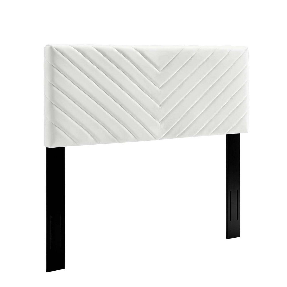 Modway Alyson Angular Channel Tufted Performance Velvet California King Headboard, White