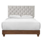 Modway Rhiannon Diamond Tufted Upholstered Fabric Queen Bed, Walnut Beige