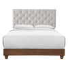 Modway Rhiannon Diamond Tufted Upholstered Fabric Queen Bed, Walnut Beige