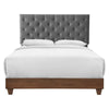 Modway Rhiannon Diamond Tufted Upholstered Fabric Queen Bed, Walnut Gray