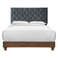 Modway Rhiannon Diamond Tufted Upholstered Performance Velvet Queen Bed, Walnut Charcoal