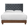 Modway Rhiannon Diamond Tufted Upholstered Performance Velvet Queen Bed, Walnut Charcoal