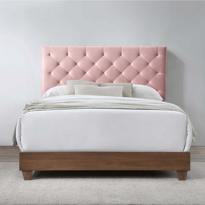 Rhiannon Diamond Tufted Upholstered Performance Velvet Queen Bed - No Shipping Charges MDY-MOD-6147-WAL-DUS