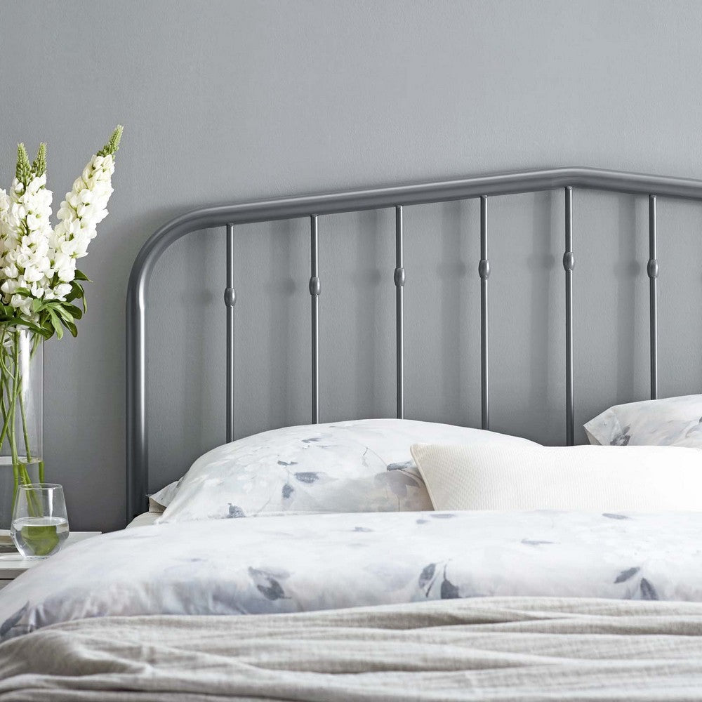 Modway Lennon Modern Farmhouse Metal Full Headboard in Gray