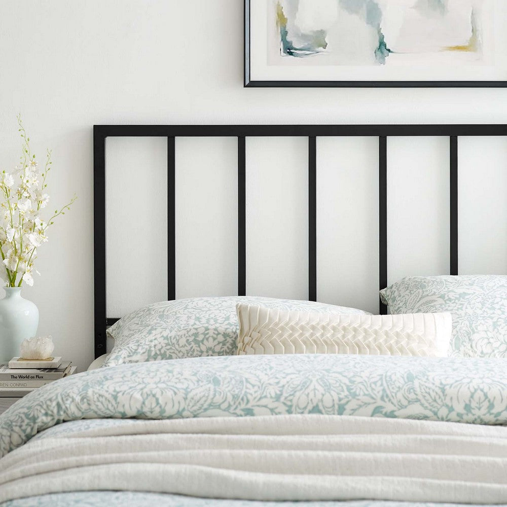 Modway Tatum Modern Farmhouse Metal Queen Headboard in Black