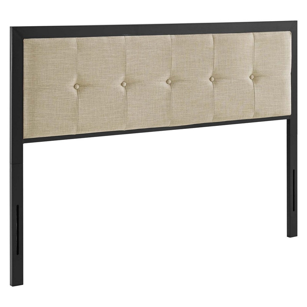 Modway Teagan Tufted Fabric Headboard, Twin, Black Beige