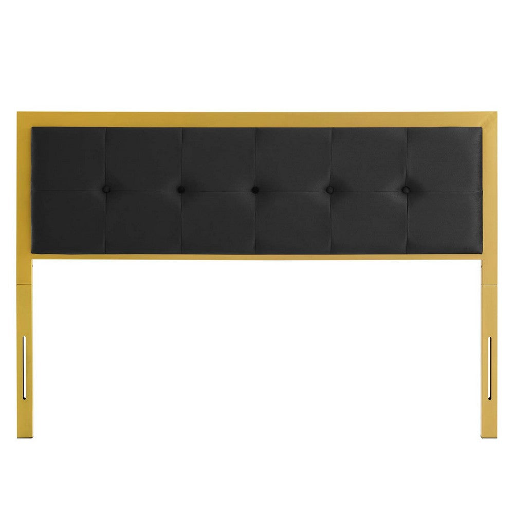 Teagan Tufted Full Performance Velvet Headboard - No Shipping Charges MDY-MOD-6175-GLD-BLK