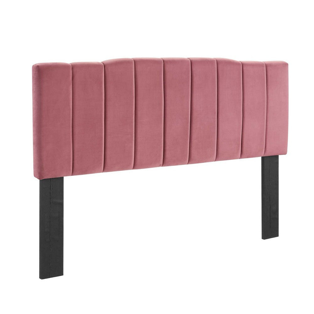 Modway Camilla Channel Tufted Performance Velvet Headboard, King/California King, Dusty Rose