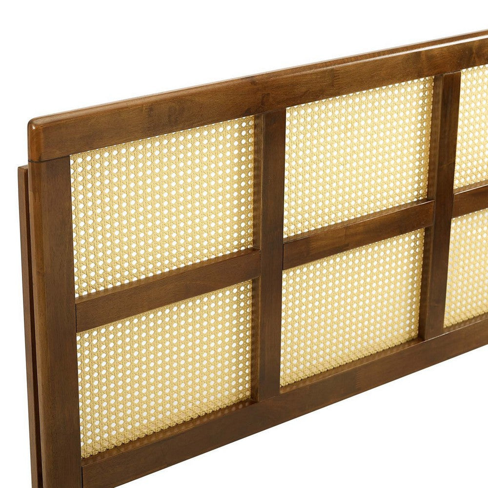 Modway Luana Cane Woven Rattan Full Headboard in Walnut MDY-MOD-6197-WAL