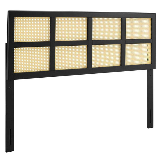 Modway Luana Cane Woven Rattan King Headboard in Black