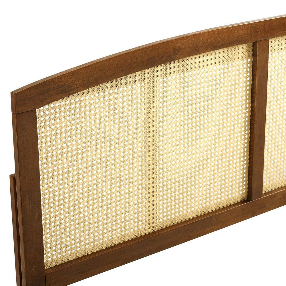 Modway Halcyon Cane Woven Rattan Full Headboard in Walnut MDY-MOD-6203-WAL