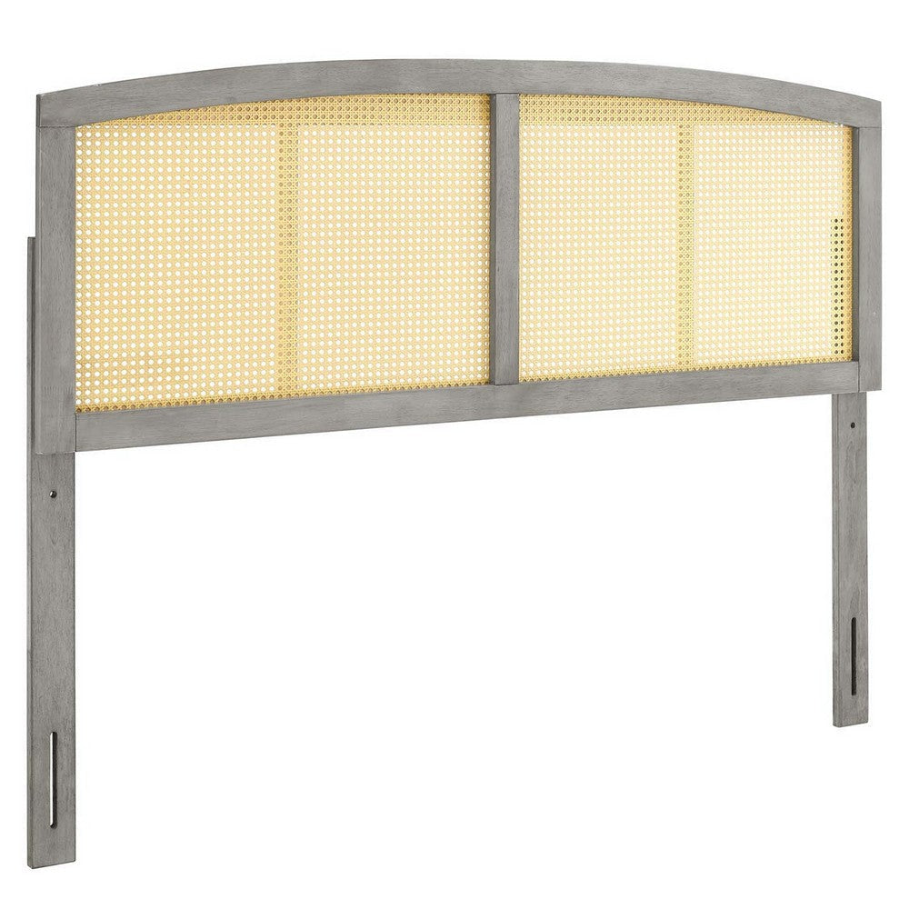 Modway Halcyon Cane Woven Rattan Queen Headboard in Gray