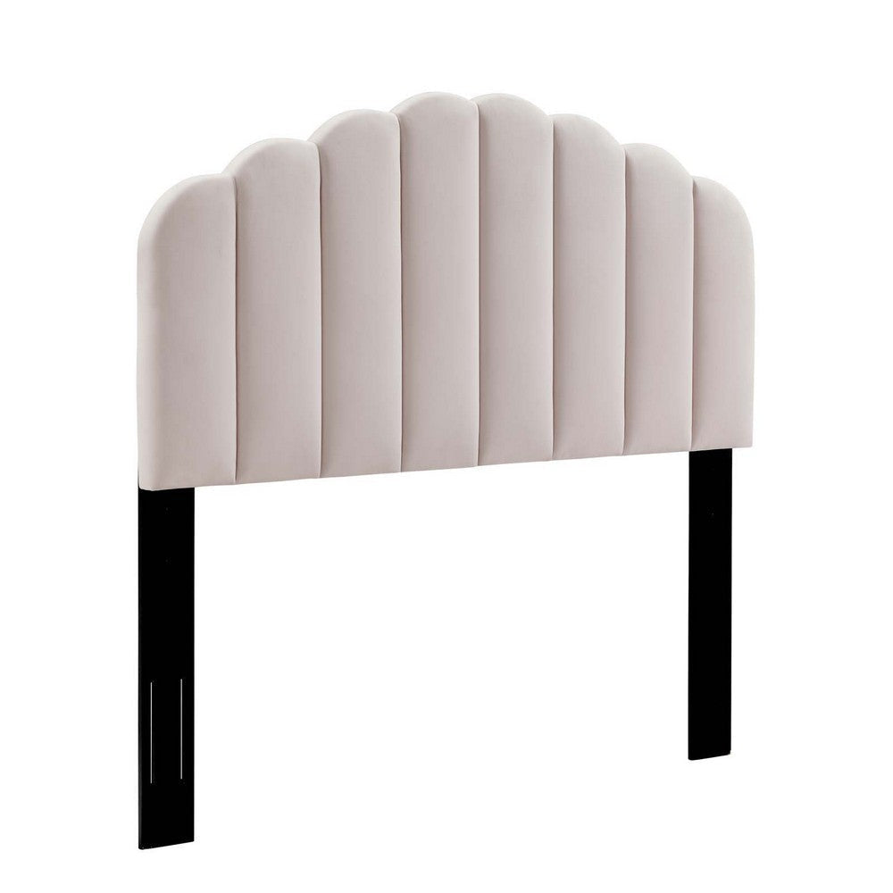 Modway Veronique Channel Tufted Performance Velvet Upholstered Twin Headboard in Pink