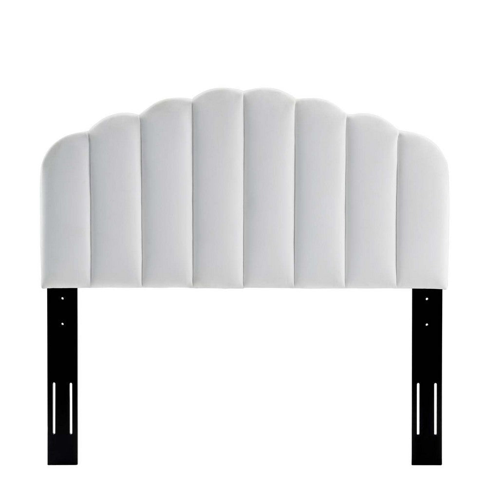 Modway MOD-6206 Veronique Channel Tufted Performance Velvet Upholstered Twin Headboard in White MDY-MOD-6206-WHI