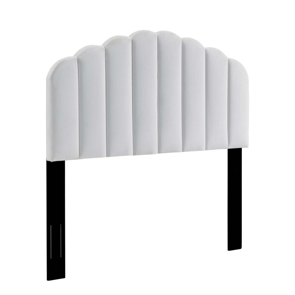 Modway MOD-6206 Veronique Channel Tufted Performance Velvet Upholstered Twin Headboard in White