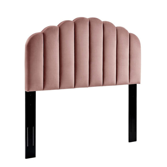 Modway Veronique Channel Tufted Performance Velvet Upholstered Full/Queen Headboard in Dusty Rose