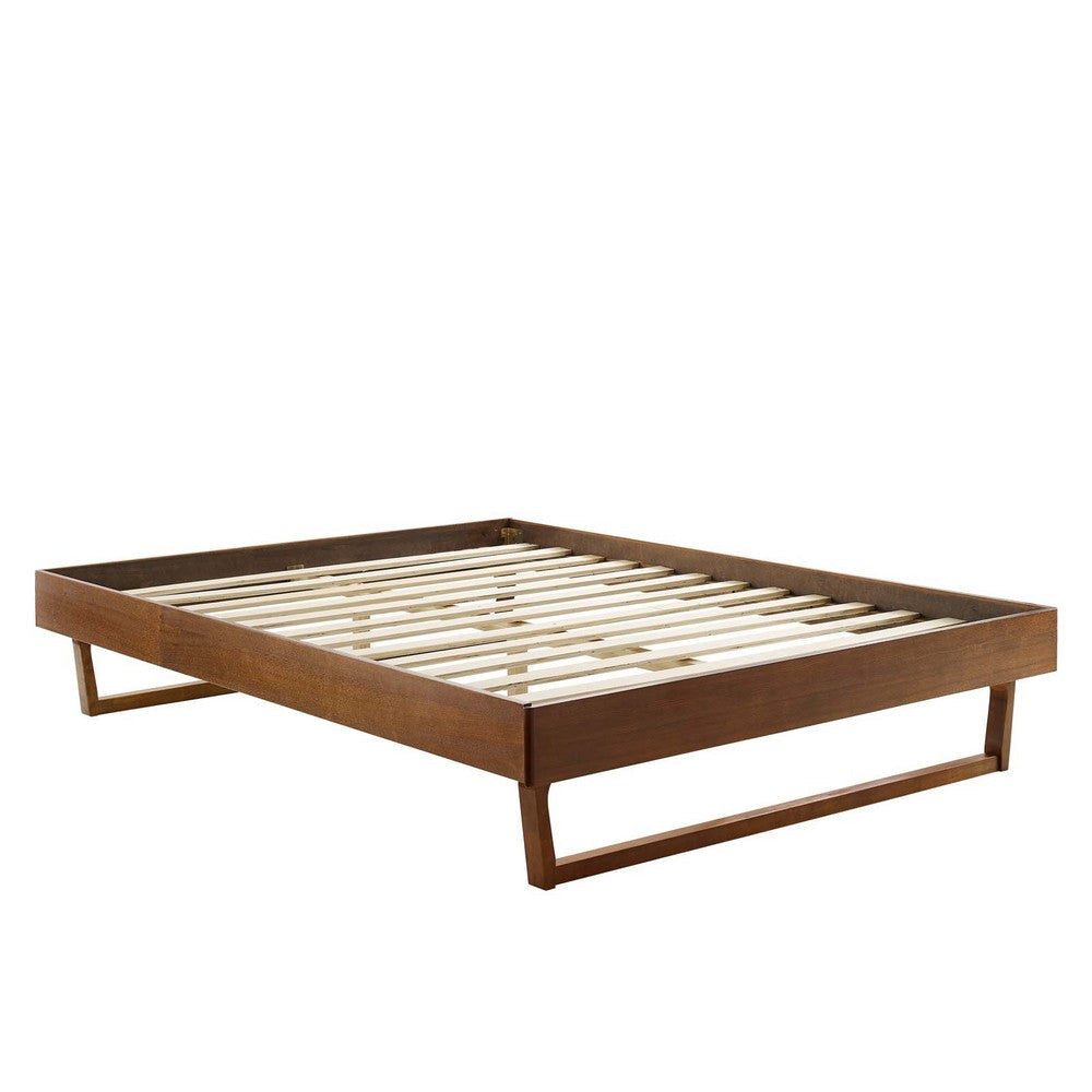 Modway MOD-6214-WAL Billie Queen Wood Platform Bed Frame Walnut MDY-MOD-6214-WAL