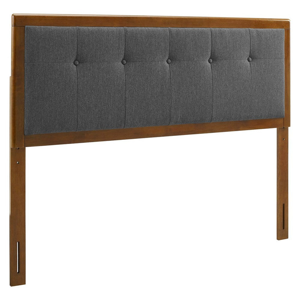 Modway Draper Tufted Full Fabric and Wood Headboard in Walnut Charcoal