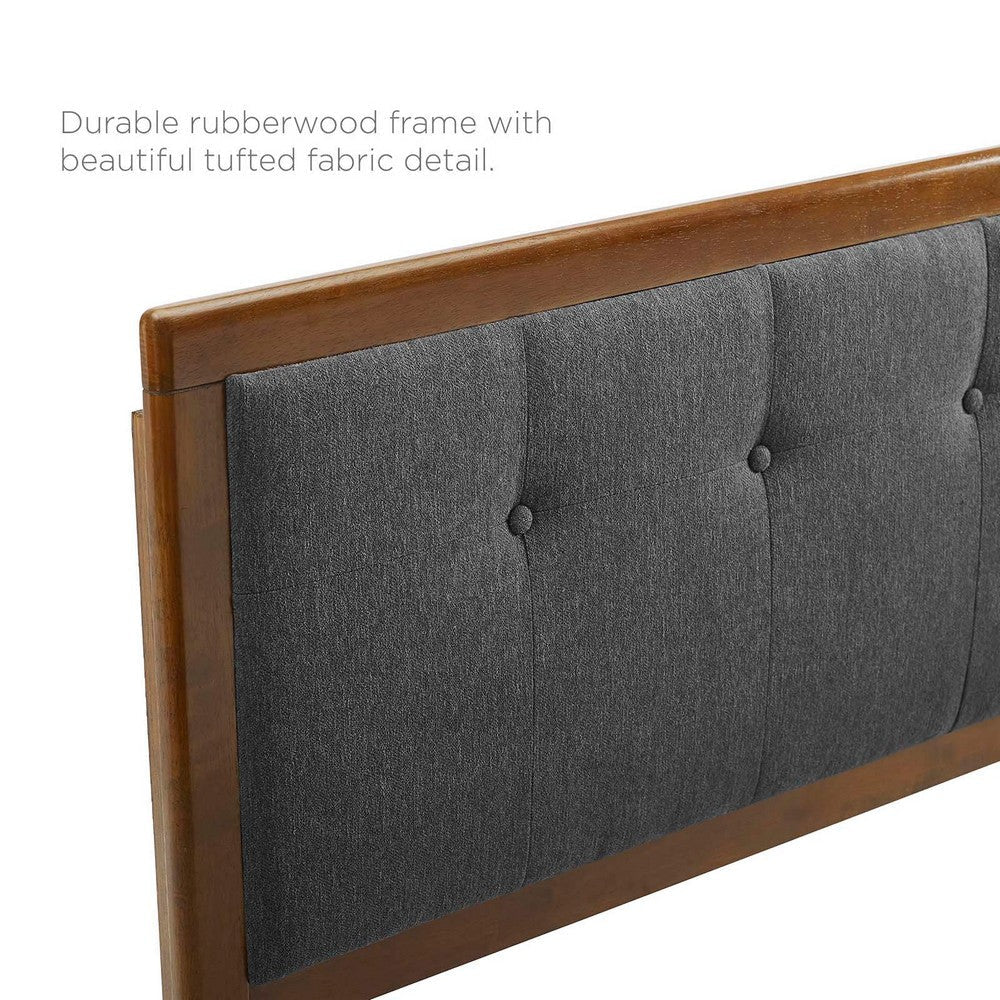 Modway Draper Tufted Full Fabric and Wood Headboard in Walnut Charcoal MDY-MOD-6225-WAL-CHA