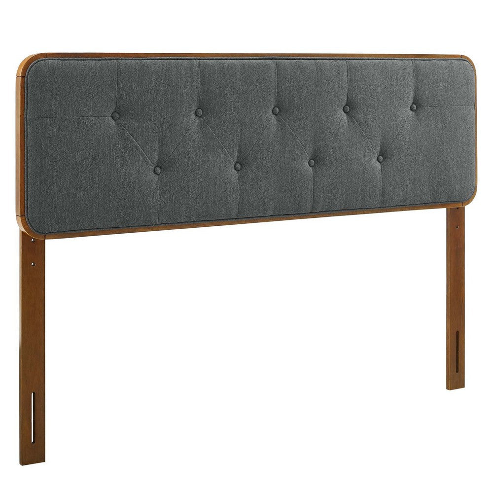 Modway Collins Tufted Twin Fabric and Wood Headboard in Walnut Charcoal