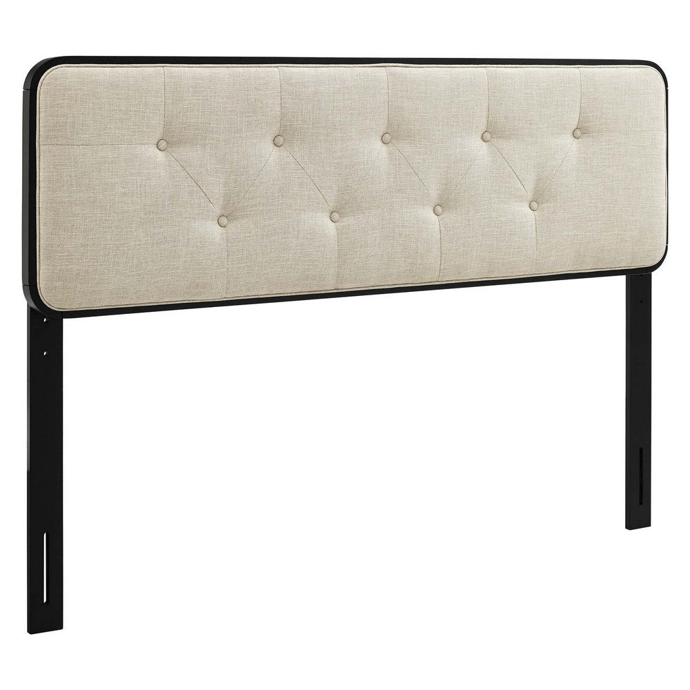 Modway MOD-6233-BLK-BEI Collins Tufted Full Fabric and Wood Headboard, Black Beige