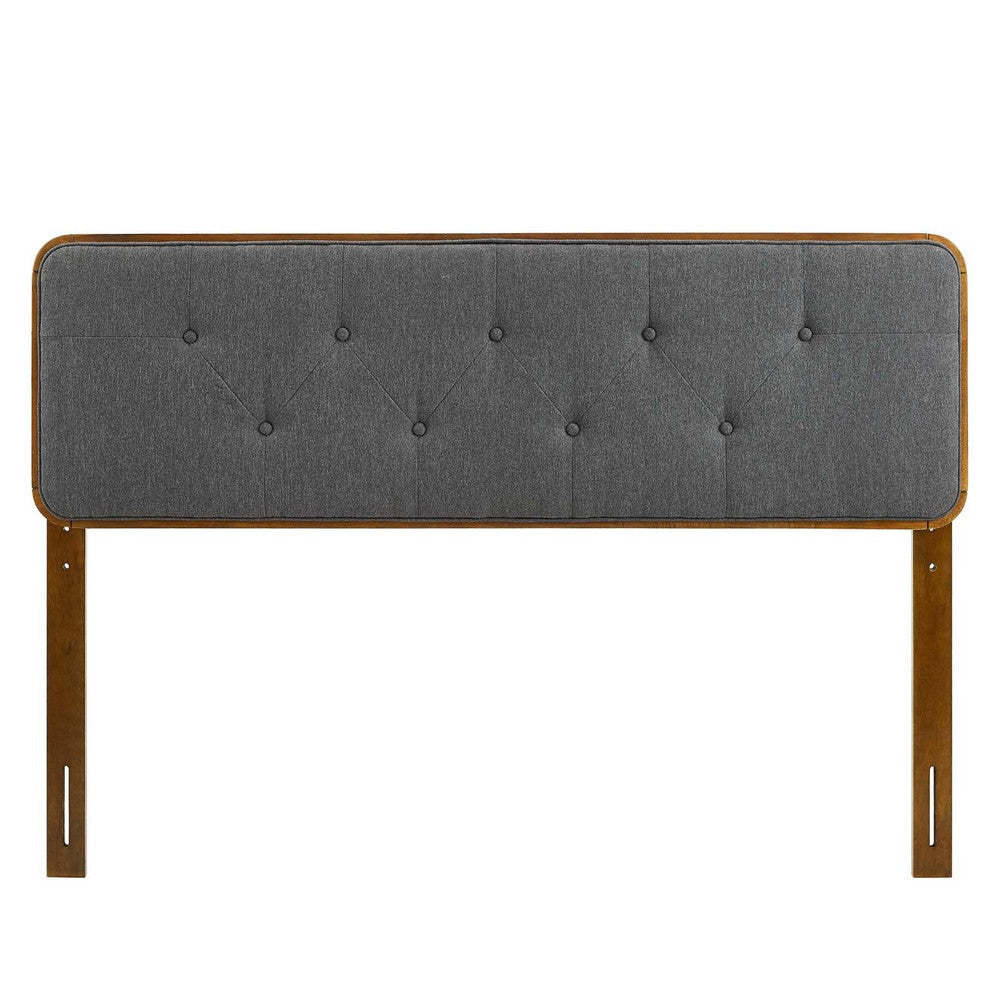 Modway MOD-6233-WAL-CHA Collins Tufted Full Fabric and Wood Headboard Walnut Charcoal MDY-MOD-6233-WAL-CHA