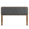 Modway MOD-6233-WAL-CHA Collins Tufted Full Fabric and Wood Headboard Walnut Charcoal MDY-MOD-6233-WAL-CHA