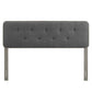 Modway MOD-6235-GRY-CHA Collins Tufted King Fabric and Wood Headboard Gray Charcoal MDY-MOD-6235-GRY-CHA