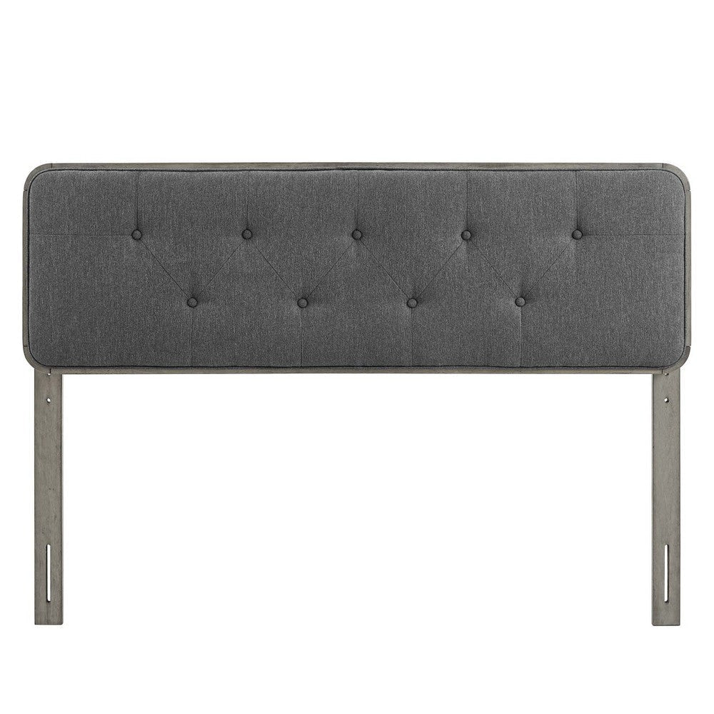 Modway MOD-6235-GRY-CHA Collins Tufted King Fabric and Wood Headboard Gray Charcoal MDY-MOD-6235-GRY-CHA