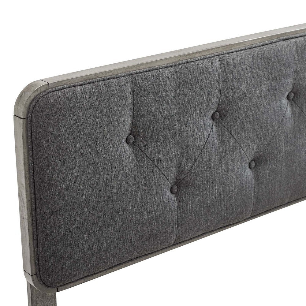 Modway MOD-6235-GRY-CHA Collins Tufted King Fabric and Wood Headboard Gray Charcoal MDY-MOD-6235-GRY-CHA