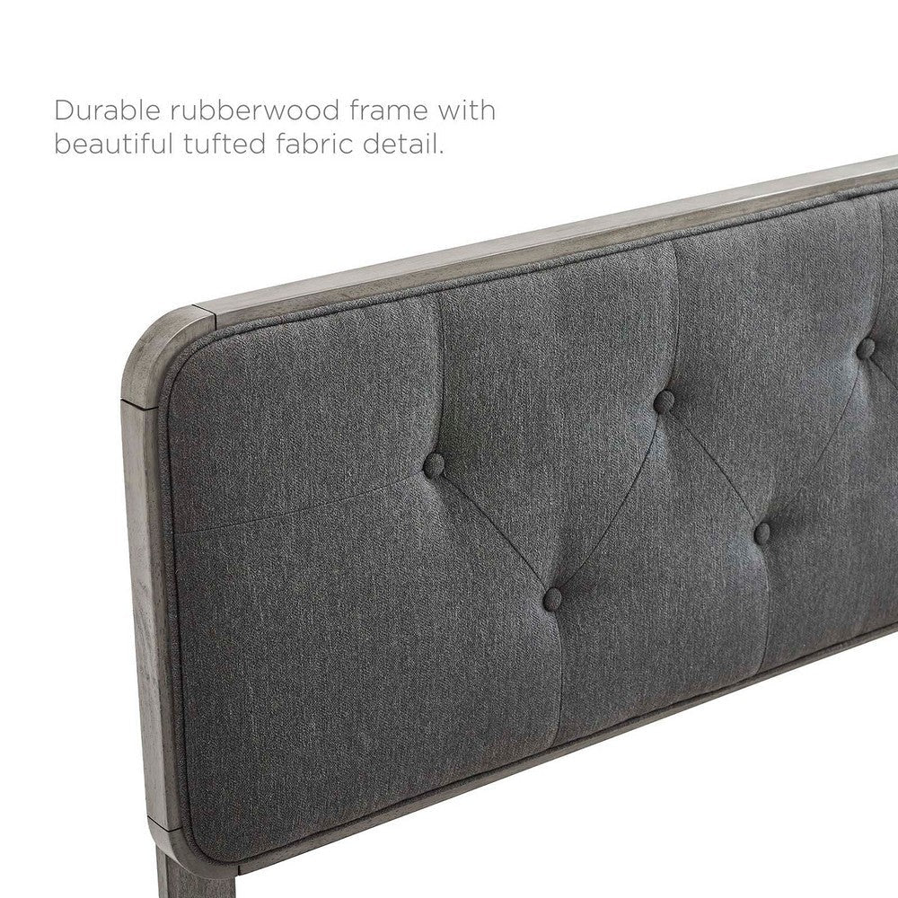 Modway MOD-6235-GRY-CHA Collins Tufted King Fabric and Wood Headboard Gray Charcoal MDY-MOD-6235-GRY-CHA