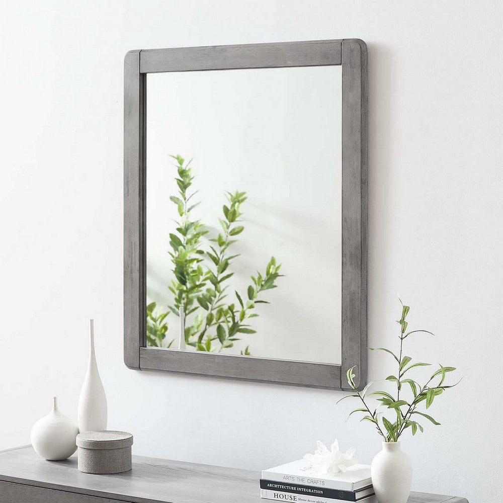 Modway MOD-6243-GRY Georgia Wood Mirror, Gray