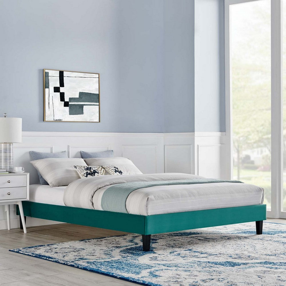 Reign Twin Performance Velvet Platform Bed Frame - No Shipping Charges MDY-MOD-6264-DUS