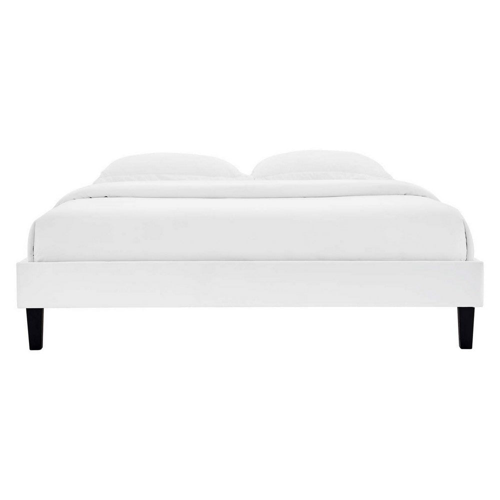 Reign Queen Performance Velvet Platform Bed Frame - No Shipping Charges MDY-MOD-6266-WHI