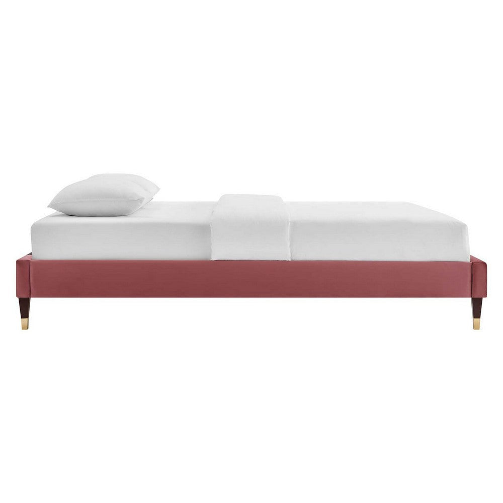 Harlow Twin Performance Velvet Platform Bed Frame - No Shipping Charges MDY-MOD-6268-DUS