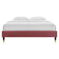 Harlow Twin Performance Velvet Platform Bed Frame - No Shipping Charges MDY-MOD-6268-DUS